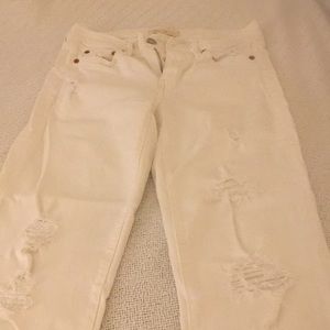 Gap white ripped cropped jeans